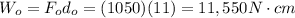 W_o=F_o d_o =(1050)(11)=11,550 N\cdot cm