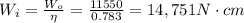 W_i = \frac{W_o}{\eta}=\frac{11550}{0.783}=14,751 N\cdot cm