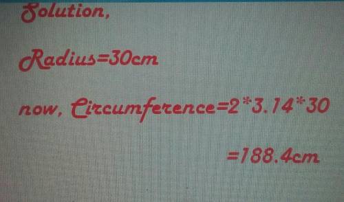 A circle has a radius of 30 cm wat is the circumference of a circle