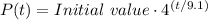 P(t)=Initial\text{ }value\cdot 4^{(t/9.1)}