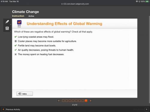 Which of these are negative effects of global warming? Check all that apply