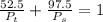 \frac{52.5}{P_{t} } + \frac{97.5}{P_{s} } = 1