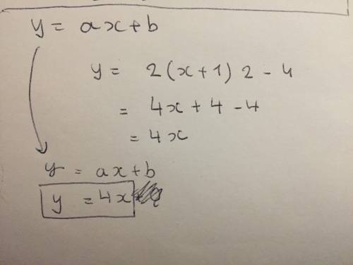 Write the equation in standard form: y=2(x+1)2-4