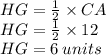HG =  \frac{1}{2}  \times CA \\ HG =  \frac{1}{2}  \times 12 \\ HG =  6 \: units \\
