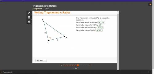 Use the diagram of triangle XYZ to answer the questions. What is the length of side XY?  What is the