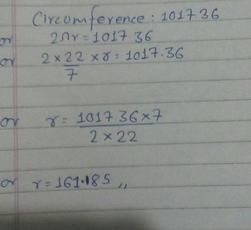 What is the radius of a circumference of 1,017.36 units