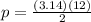 p=\frac{(3.14)(12)}{2}
