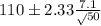 110\pm 2.33\frac{7.1}\sqrt{50}