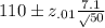 110\pm z_{.01}\frac{7.1}\sqrt{50}