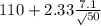 110 +  2.33\frac{7.1}\sqrt{50}