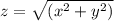 z = \sqrt{( x^2+ y^2)}