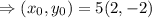 \Rightarrow (x_0, y_0)=5(2, -2)