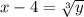 x-4=\sqrt[3]{y}