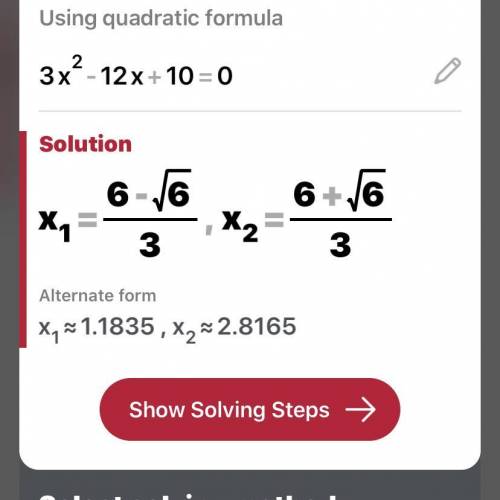 Solve the quadratic equation 3x²-12x+10=0