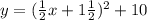 y=(\frac{1}{2}x+1\frac{1}{2})^2+10