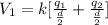 V_1 = k [\frac{q_1}{\frac{d}{2} } + \frac{q_2}{\frac{d}{2} }  ]