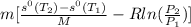m[\frac{s^0(T_2) - s^0(T_1)}{M} - Rln(\frac{P_2}{P_1})]