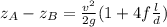 z_A -z_B = \frac{v^{2} }{2g}(1+4f\frac{l}{d} )