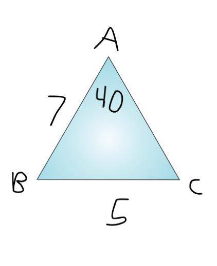 In triangle ABC, mA= 40°, the length of side AB is 7 cm and the length of side BC is 5 cm. Find the