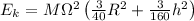 E_k = M\Omega^2\left(\frac{3}{40}R^2 + \frac{3}{160}h^2\right)