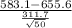 \frac{583.1-655.6}{\frac{311.7}{\sqrt{50} } }
