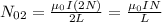 N_{02}=\frac{\mu_0I(2N)}{2L}=\frac{\mu_0IN}{L}
