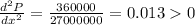 \frac{d^2P}{dx^2}=\frac{360000}{27000000}=0.0130