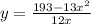 y = \frac{193 - 13x^{2} }{12x}