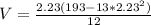 V = \frac{2.23 (193 - 13*2.23^{2}) }{12}