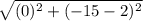 \sqrt{(0)^{2} + (-15-2)^{2}}