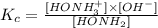K_c=\frac{[HONH_3^+]\times [OH^-]}{[HONH_2]}