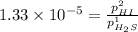 1.33\times 10^{-5}=\frac{p_{HI}^2}{p_{H_2S}^1}