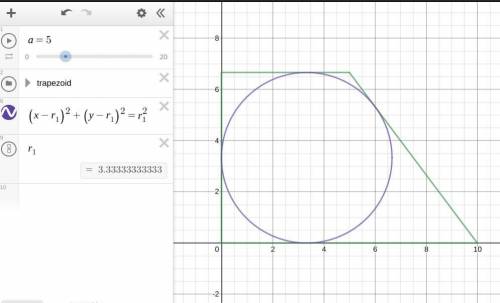 Find the length of the radius of the circle, which is inscribed into a right trapezoid with lengths