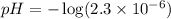 pH=-\log (2.3\times 10^{-6})
