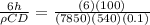 \frac{6h}{\rho CD} = \frac{(6)(100)}{(7850)(540)(0.1)}
