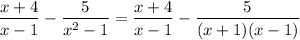 $\frac{x+4}{x-1}-\frac{5}{x^{2}-1}=\frac{x+4}{x-1}-\frac{5}{(x+1)(x-1)}