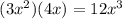 \qquad (3x^2)(4x) = 12x^3
