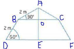 2. A square-based tent has the cross-sectional shape shown. The side wall goes up at an angle of ele