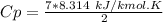 Cp = \frac{7*8.314 \ kJ/kmol.K}{2}