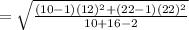 =\sqrt{\frac{(10-1)(12)^{2}+(22-1)(22)^{2}}{10+16-2}}