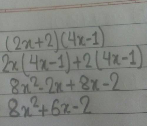 What is (2x+2)(4x-1)?
