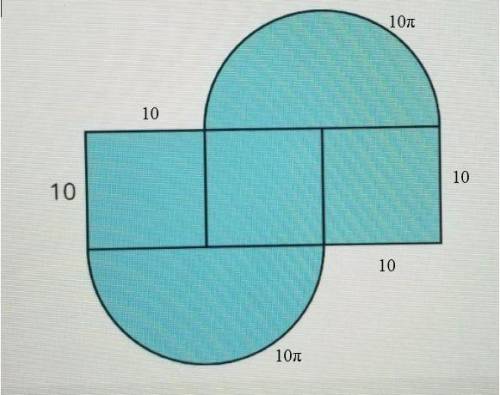 The shape is composed of three squares in two semicircles select others when is the correctly calcul
