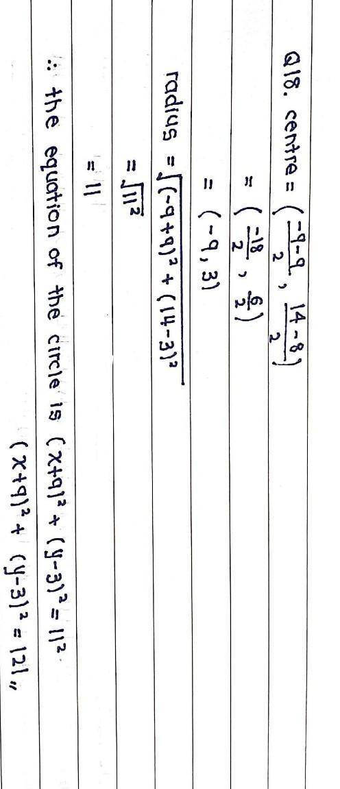 Part 6: Use the information provided to write the standard form equation of each circle 16. Ends of