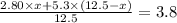 \frac{2.80\times x+5.3\times(12.5-x)}{12.5}=3.8