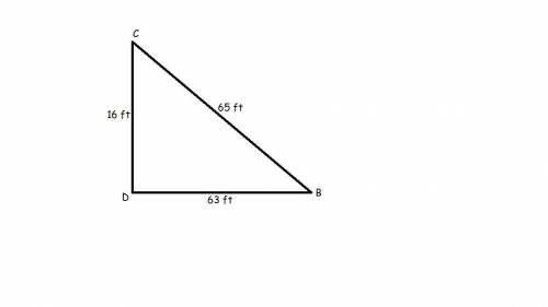 In ΔBCD, the measure of ∠D=90°, BD = 63, CB = 65, and DC = 16. What ratio represents the cosine of ∠