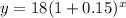 y=18(1+0.15)^x