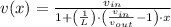 v(x) = \frac{v_{in}}{1 + \left(\frac{1}{L}\right)\cdot \left(\frac{v_{in}}{v_{out}}-1  \right)\cdot x}