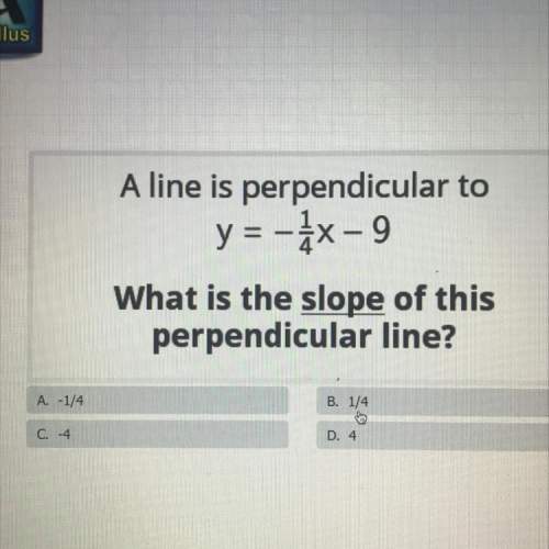 Aline is perpendicular to y = -3x – 9 what is the slope of this perpendicular line