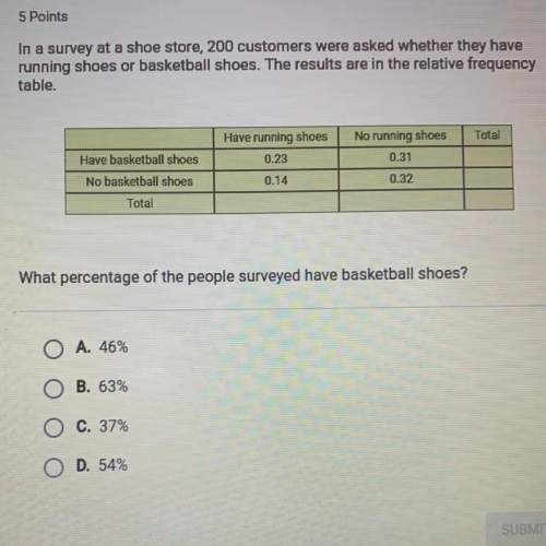 In a survey at a shoe store, 200 customers were asked whether they have running shoes or baske