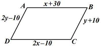 Abcd is a parallelogram. find the values of x and y. solve for the value of z, if z=x−y. a. -1
